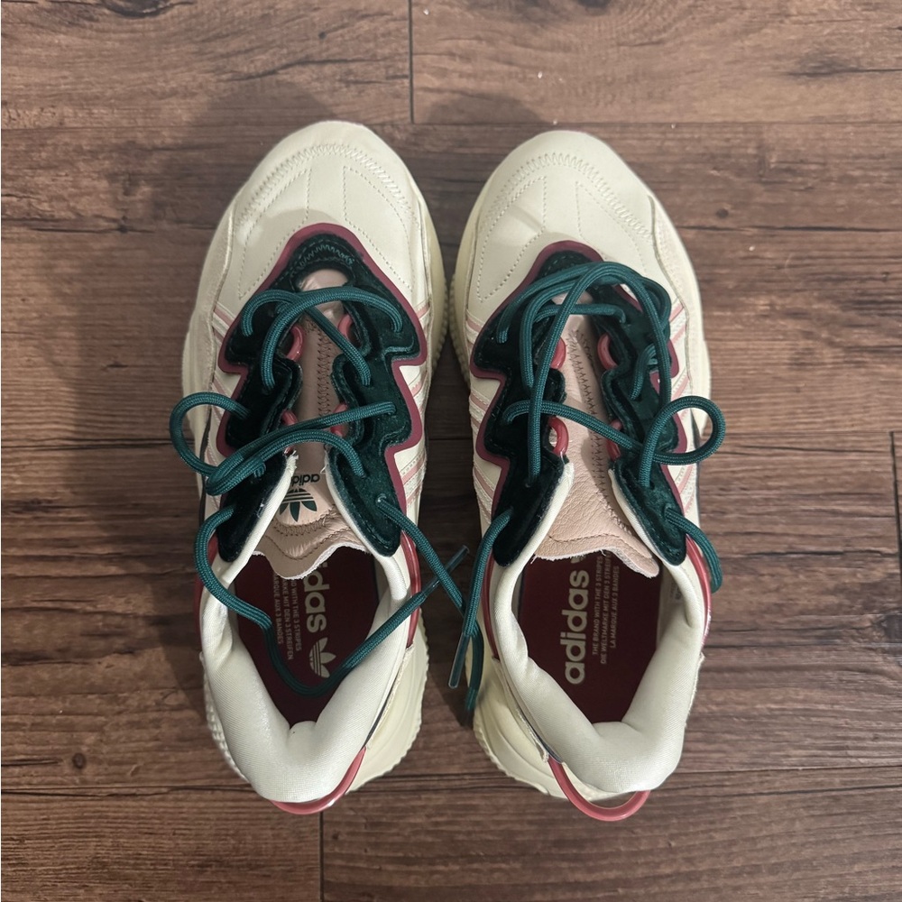 Adidas Ozweego W Sneakers Size 8.5 Women Beige Burgundy Green